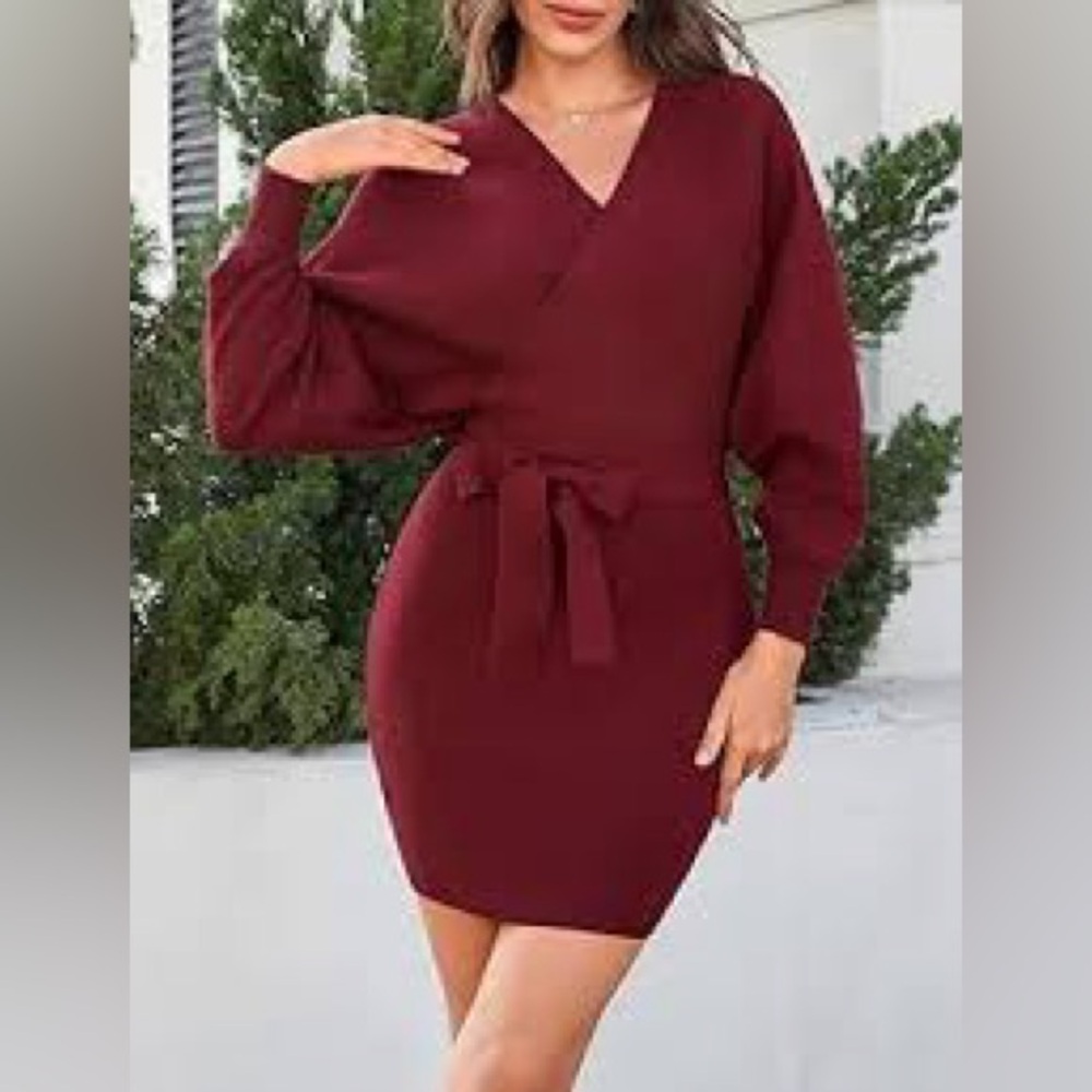 Red sweater dress